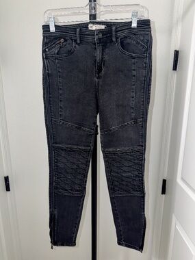 Free People, Moto Denim Jeans, Washed Black